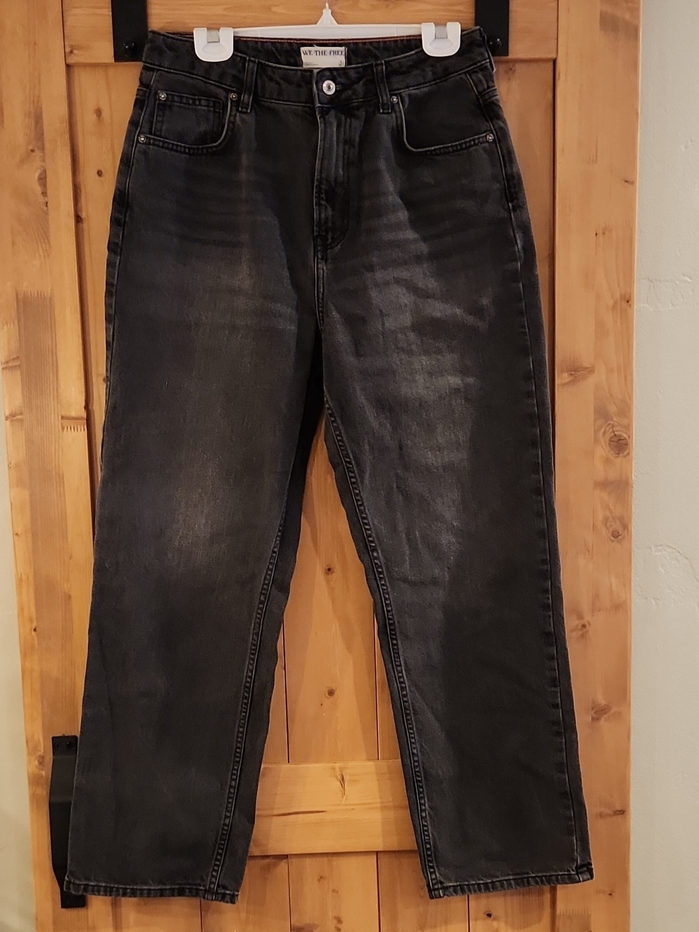Size 31 We The Free Black High-Waist Straight Jeans